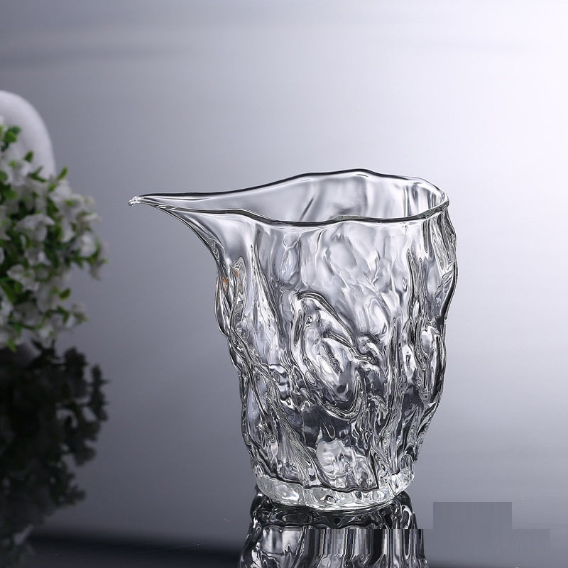 Heat-Resistant Glass Fair Cup with Hammered Grain Finish - Home & Kitchen Drinkware