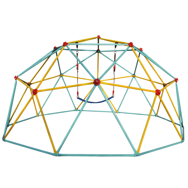 10FT Climbing Dome for Kids - Blue Jungle Gym with Swing