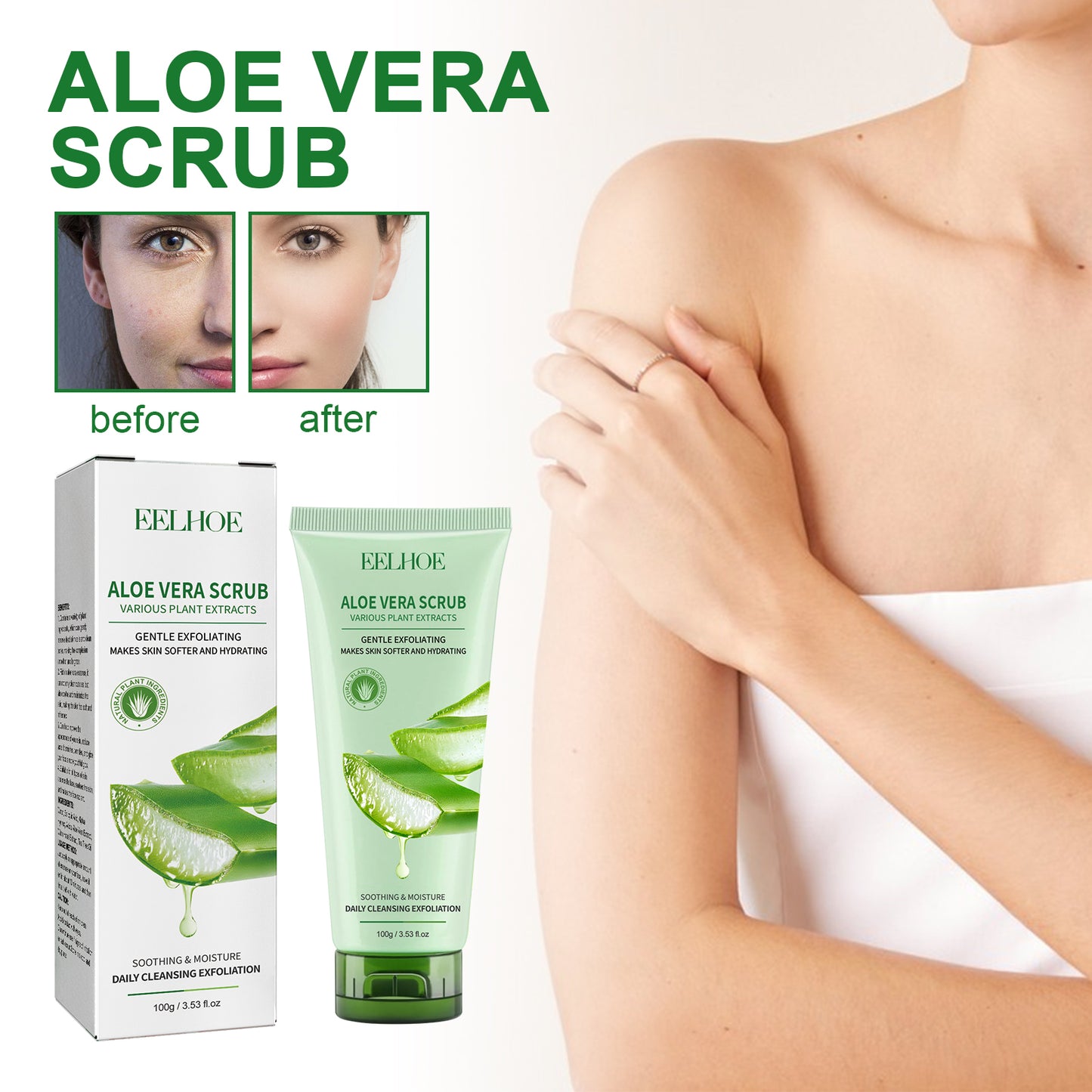 Aloe Vera Exfoliating Scrub for Deep Pore Cleansing & Acne Smoothing - 100g