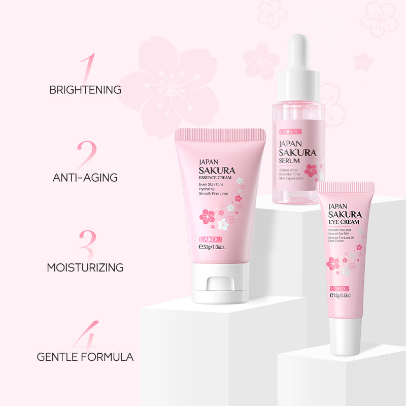Cherry Blossom Skin Care Set - Moisturizing Facial Care 3 Pieces