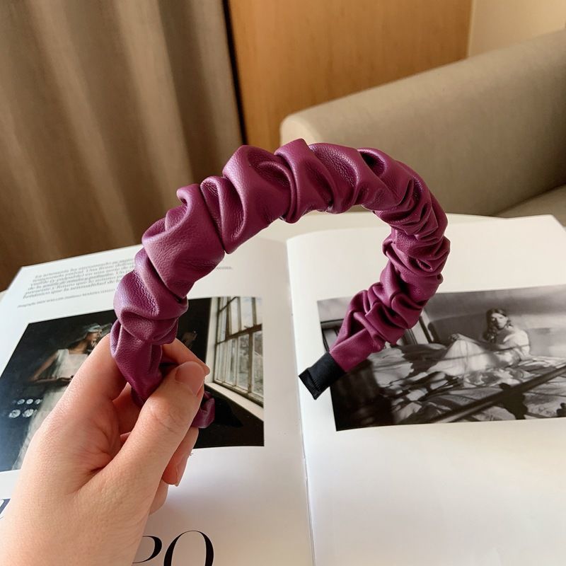 PU Leather Fold Hairpin Vintage Style Hair Band