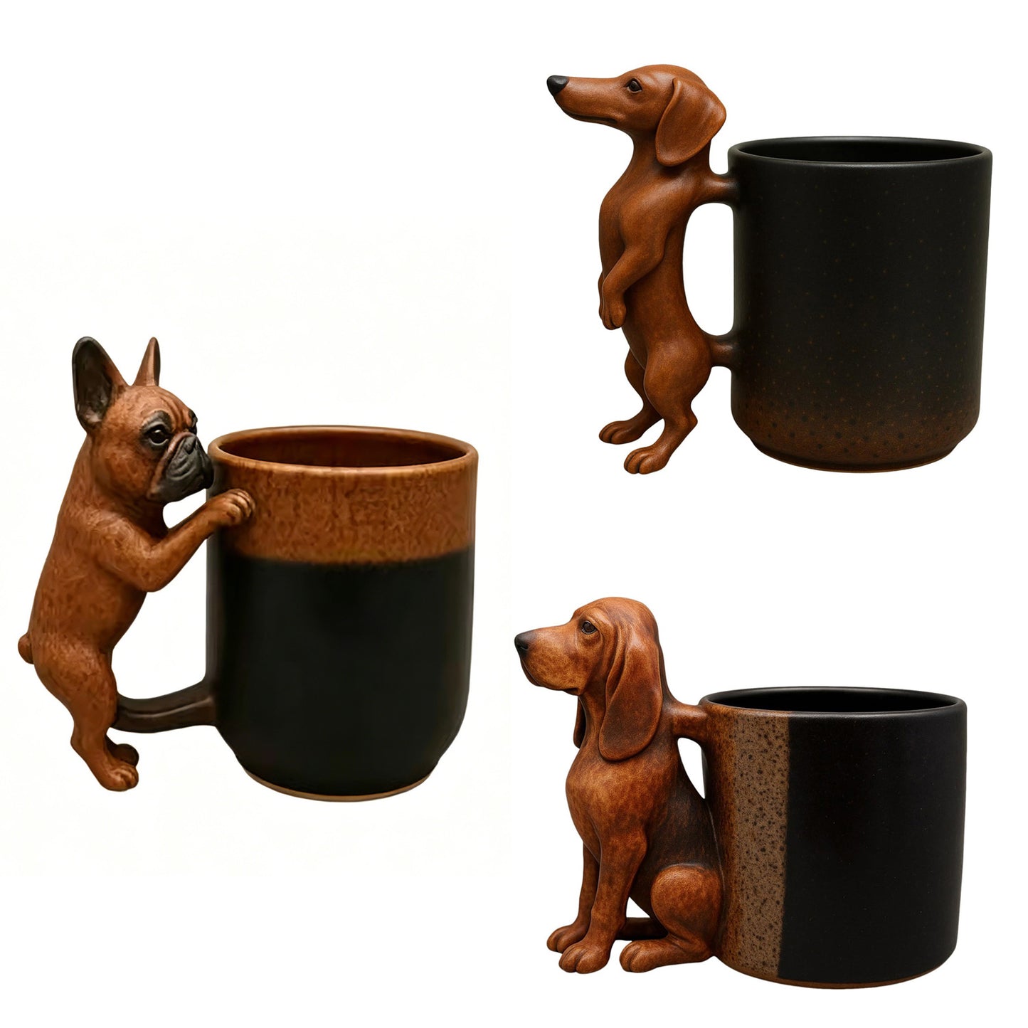 3D Handmade Dachshund Mug - Unique Ceramic Dog Coffee Cup