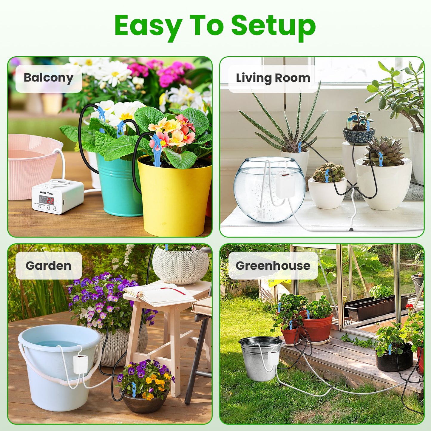 Automatic Plant Watering System with LCD Display Rechargeable Drip Irrigation for Indoor Plants