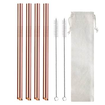 Stainless Steel Angled Straw Drinkware Set for Milk Tea and Beverages