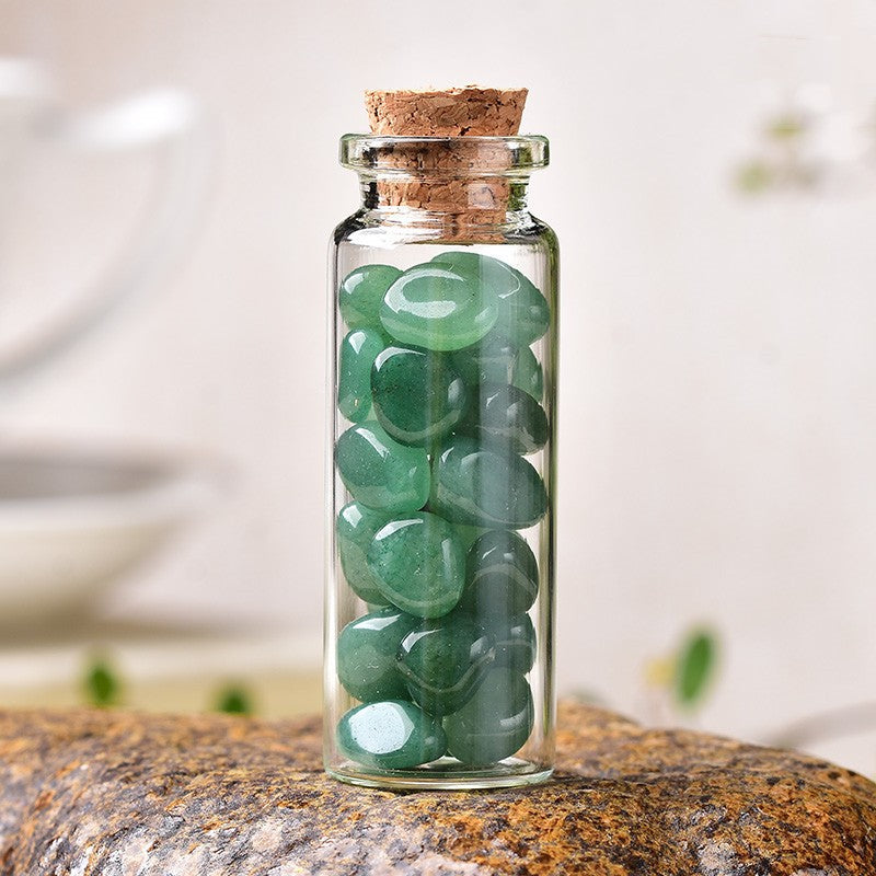 Natural Gravel Glass Wishing Bottle - Crystal Mineral Home Decor