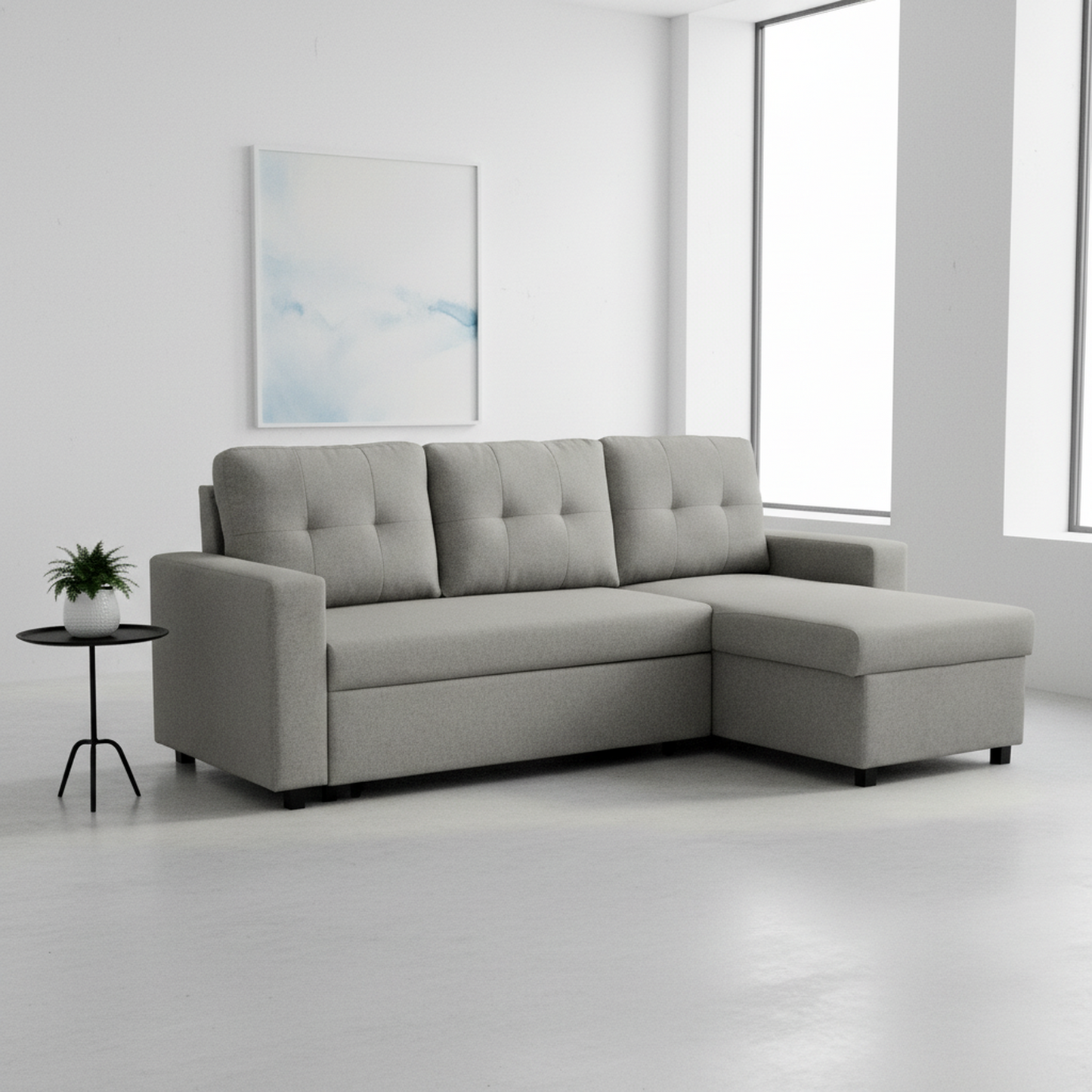 Convertible L-Shaped Sectional Sleeper Sofa Bed, Stylish Apartment