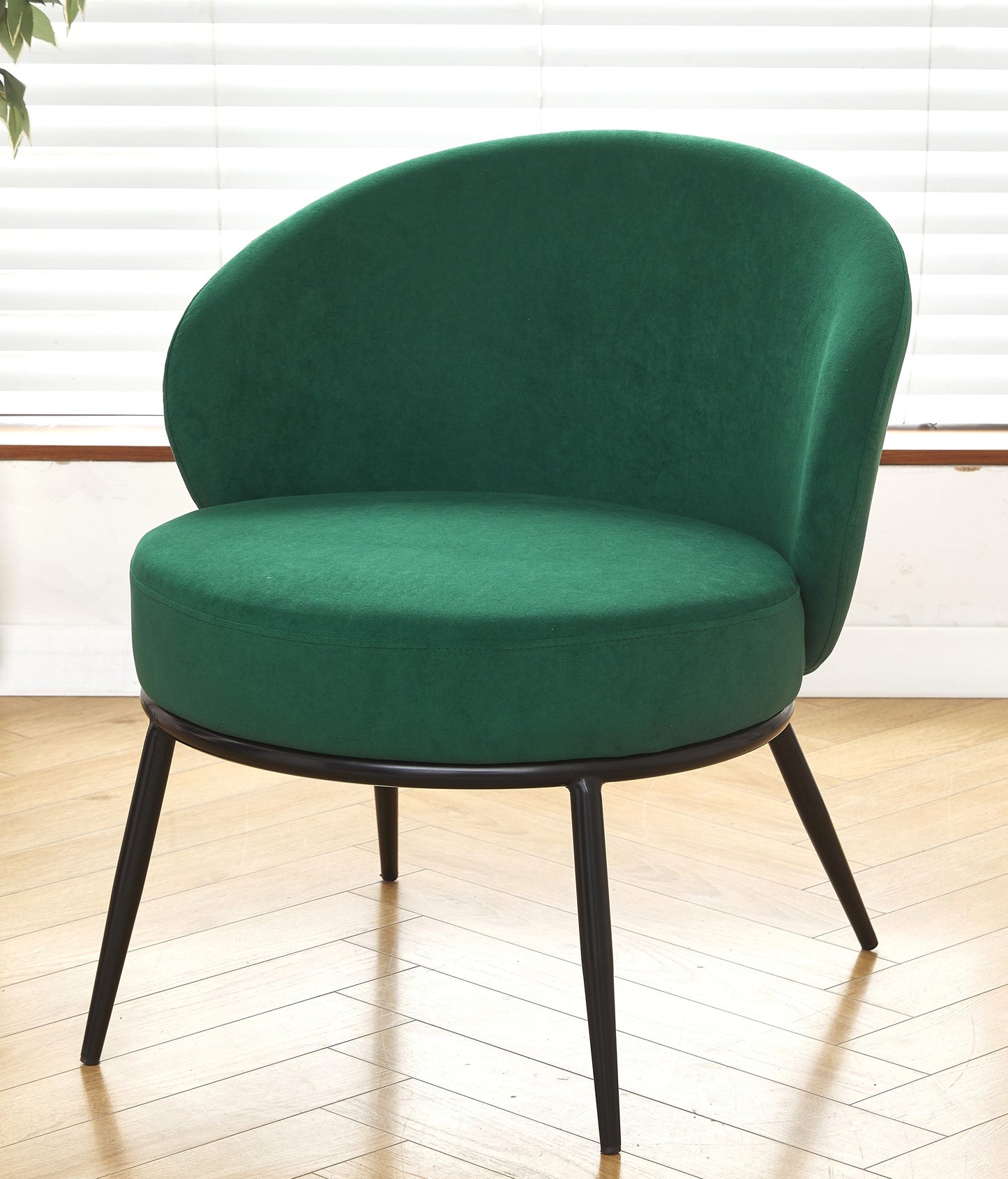 Round Velvet Accent Chair, Mid-Century Modern Upholstered Armchair