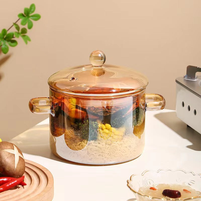1500ml Borosilicate Glass Pot with Handle - Modern Kitchen Cooking Utensil