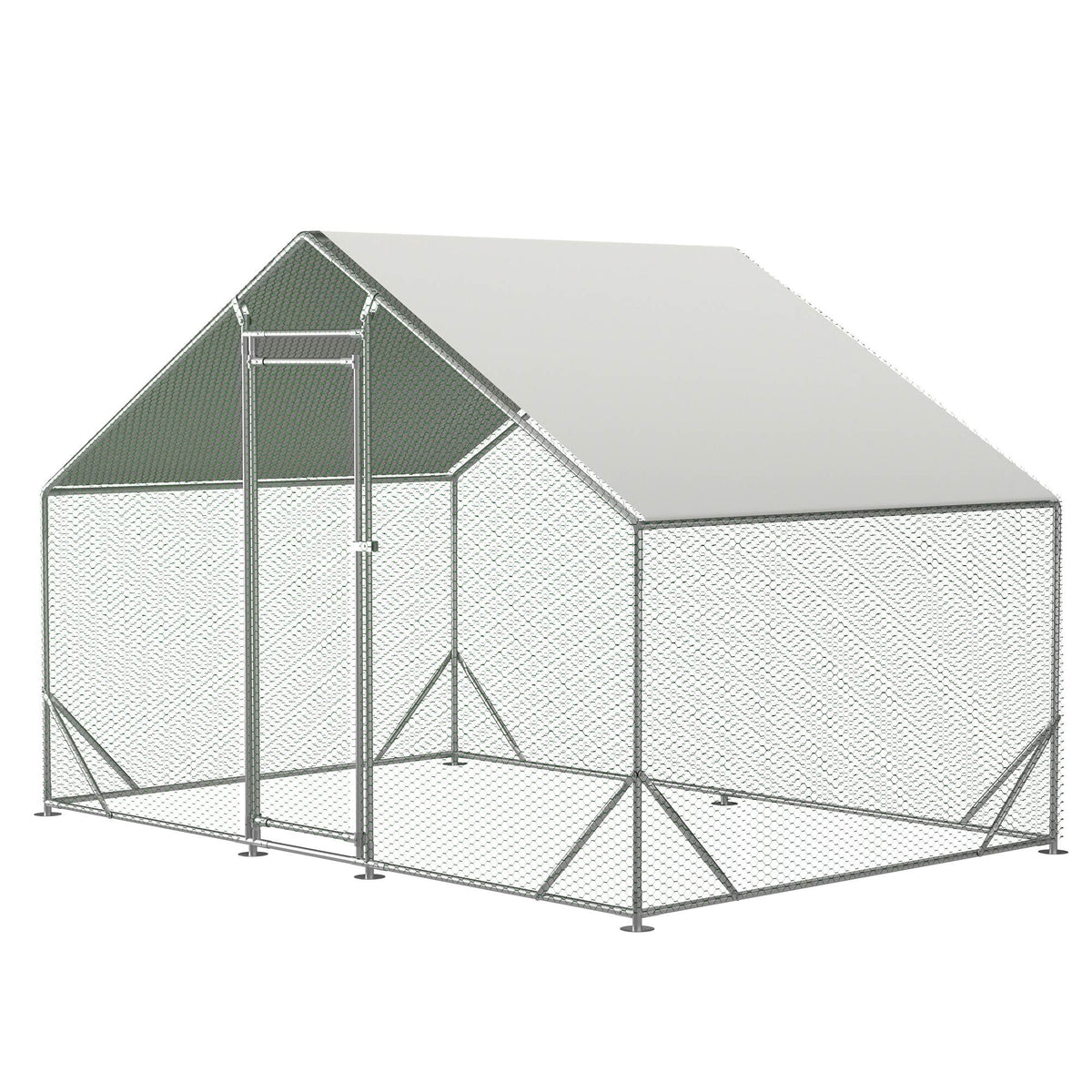 Large Metal Chicken Coop Walk-In Poultry Cage with Waterproof Cover - Multiple Sizes