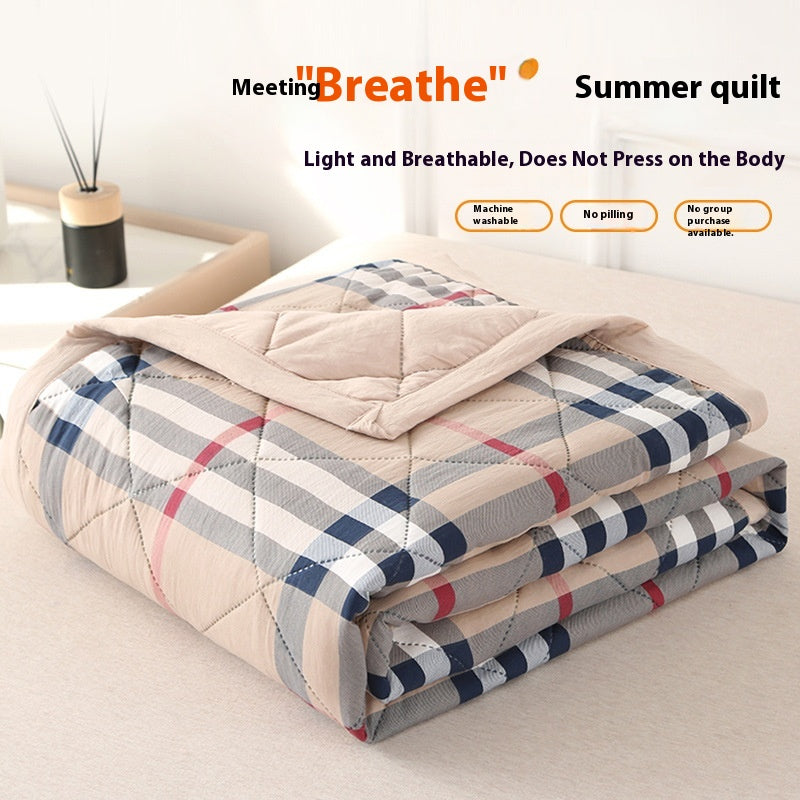 Washed Cotton Summer Quilt Blanket - Non-Printed, Lightweight, Multiple Sizes