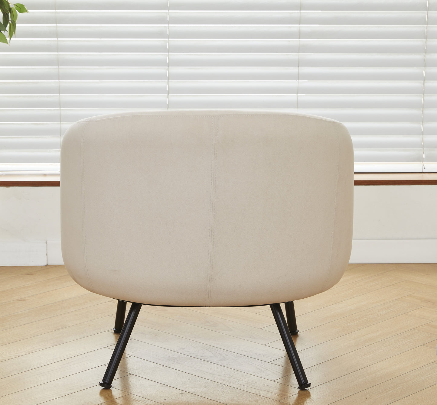 Mid-Century Modern Velvet Accent Chair, Upholstered Barrel Armchair