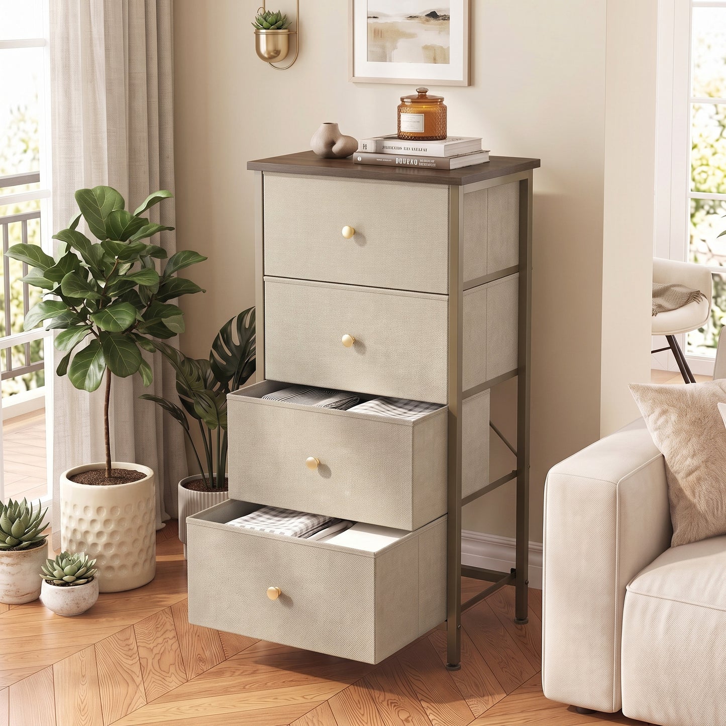4-Drawer Storage Cabinet for Bedrooms & Living Rooms