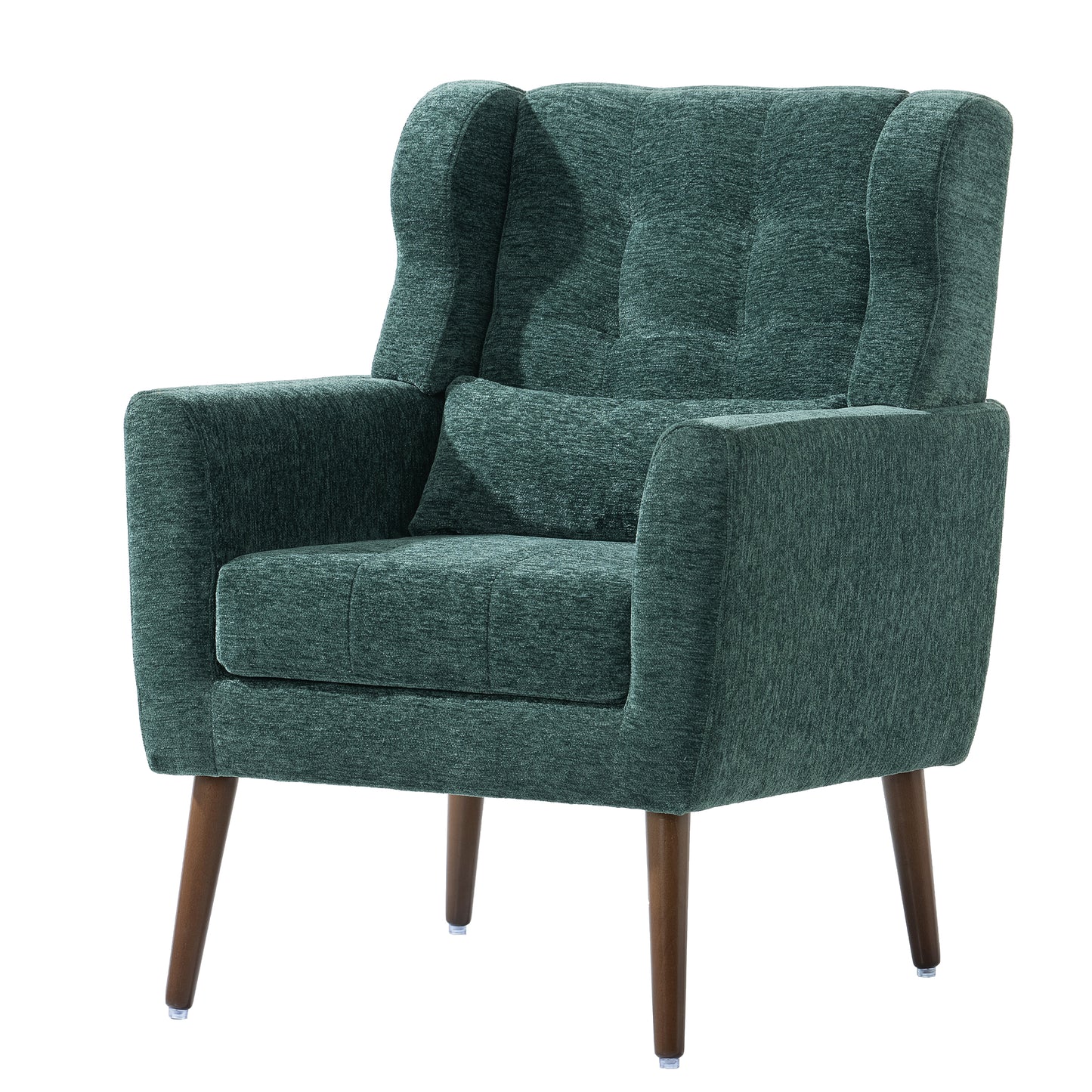 Modern Chenille Accent Chair with Pillow - Blackish Green