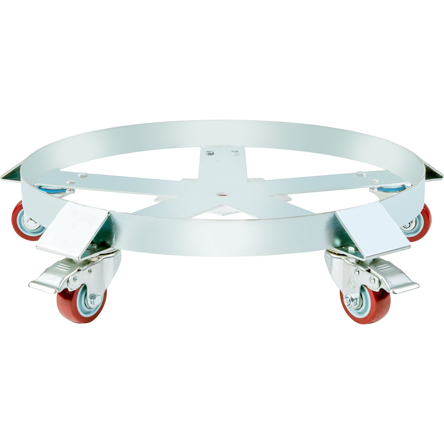 Heavy Duty 55 Gallon Drum Dolly Cart - 1250lbs Capacity, Steel Frame, Silver