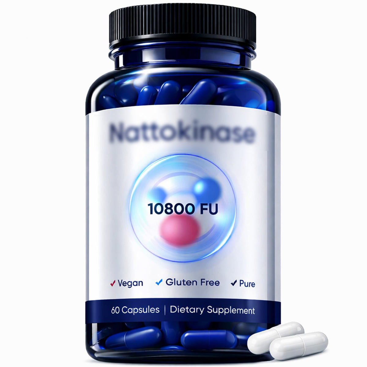 Nattokinase Capsules - 60 Count Dietary Supplement for Heart Support