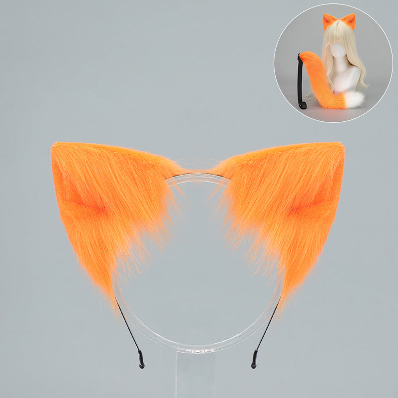 Cat Ear Headband and Tail Set - Plush, Trendy Cat Costume Accessory