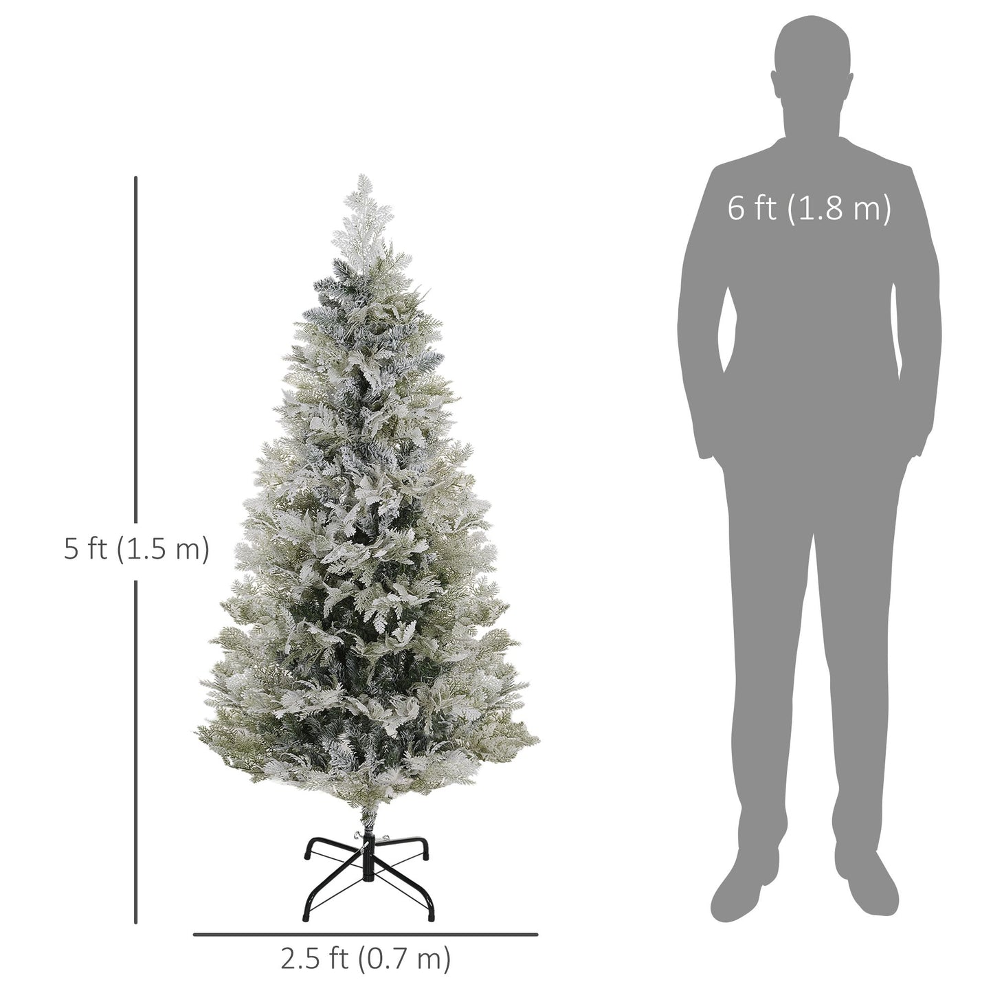 5 Feet Snow Flocked Artificial Christmas Tree - Green