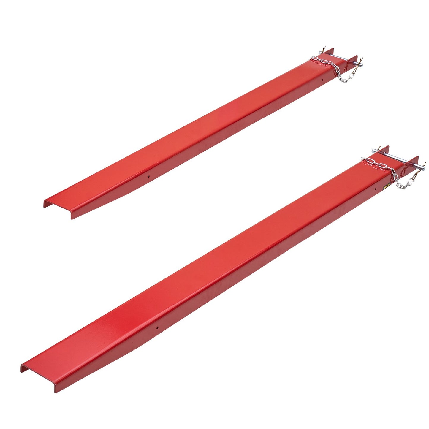 Heavy Duty Forklift Pallet Fork Extensions 72 Inch Carbon Steel Set - Red