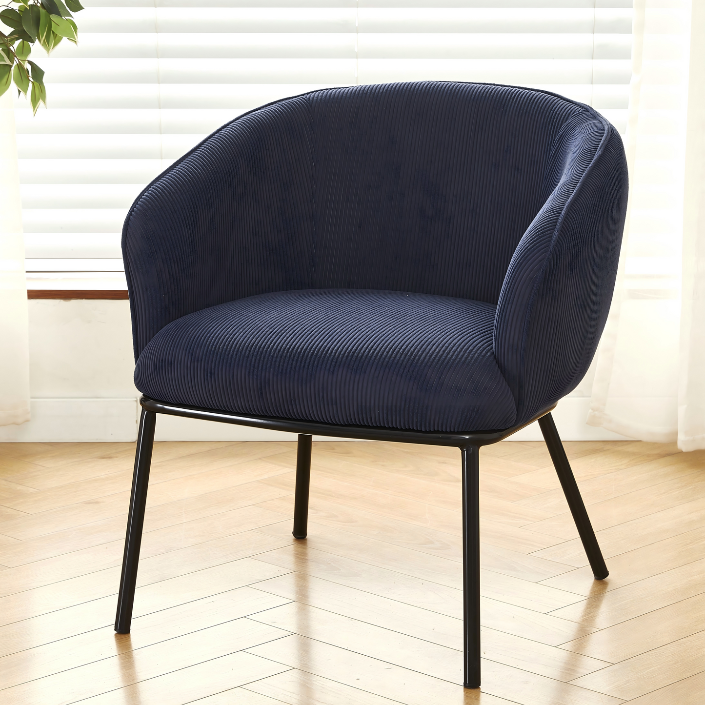 Modern Corduroy Accent Chair, Upholstered Armchair With Metal Legs,