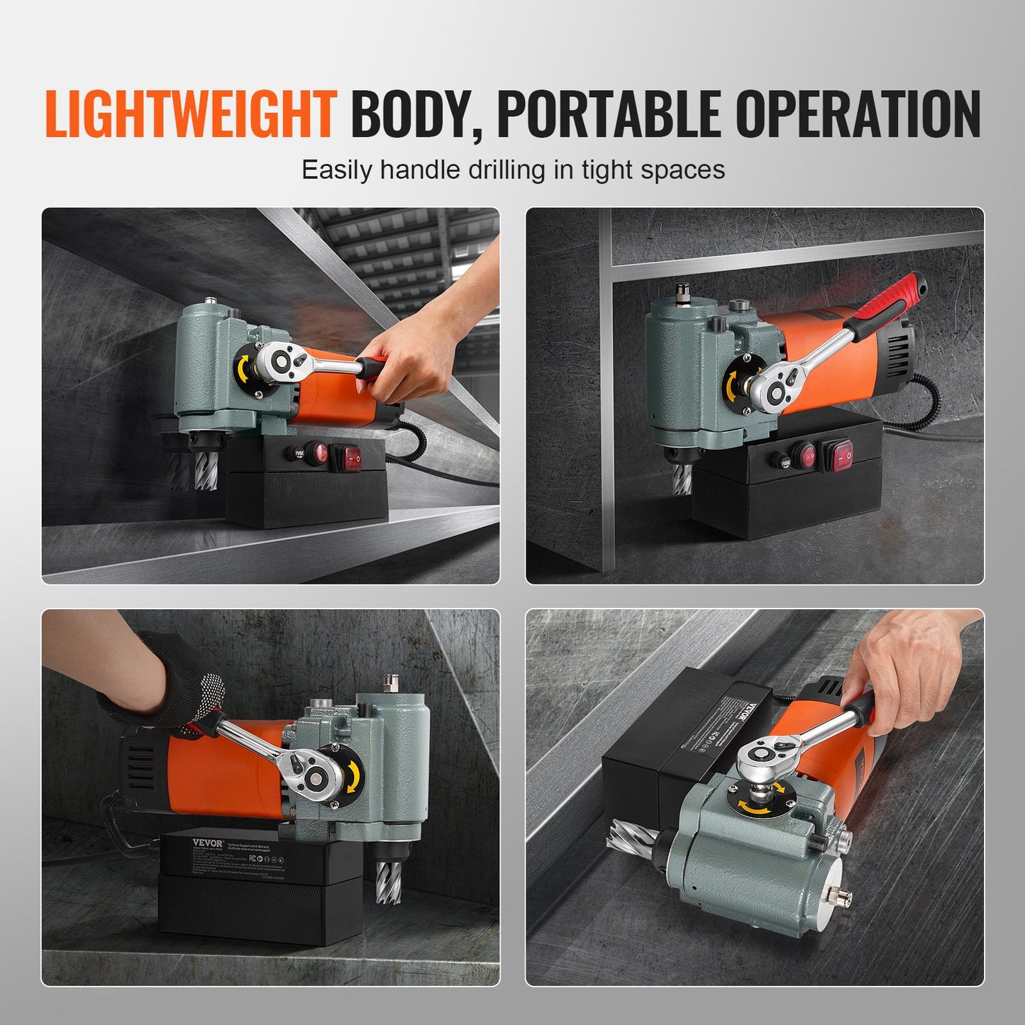 1300W Magnetic Drill Press - Compact Portable Mag Drill with Safety Features
