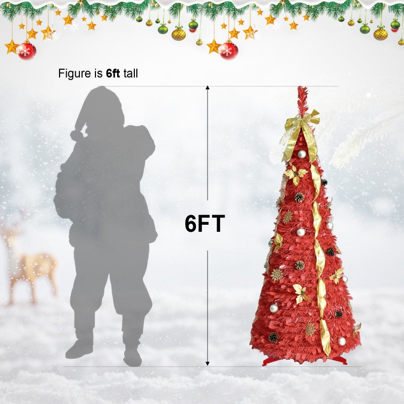 6ft Pop Up Christmas Tree with 150 Lights & Decorations