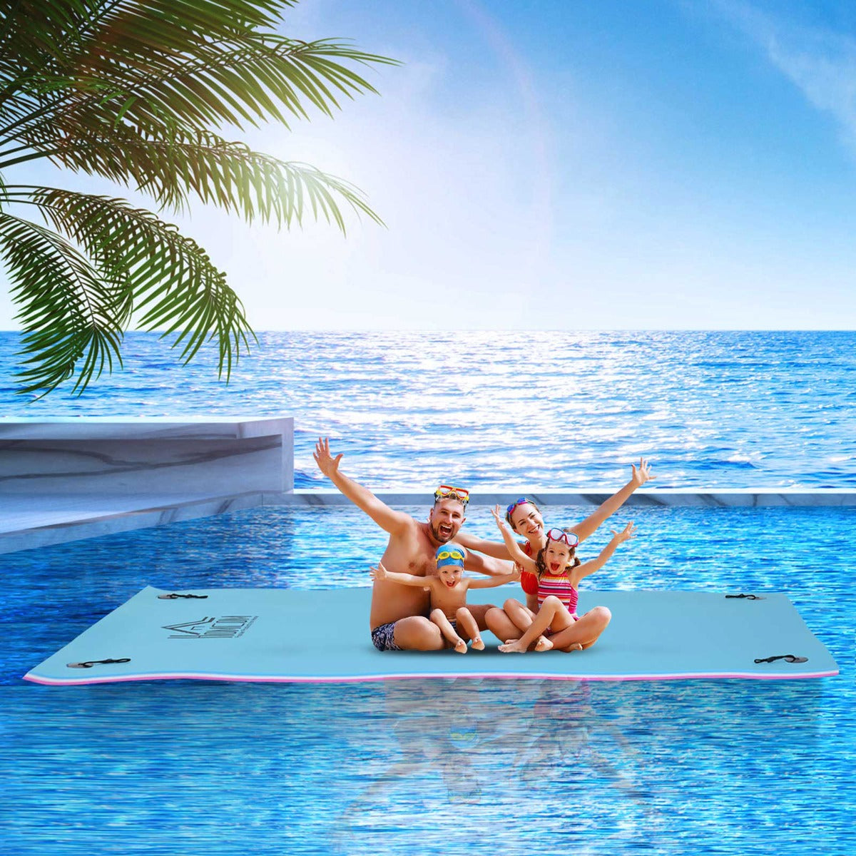Floating Water Mat 10x5 ft - Durable XPE Foam Raft for Pool & Beach - Pink