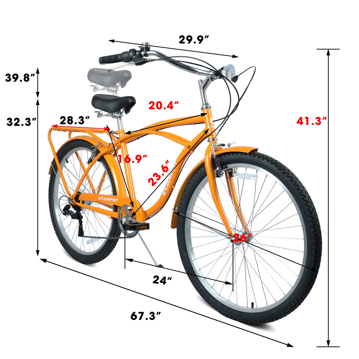 26-Inch 7-Speed Beach Cruiser Bike for Men & Women - Multiple Colors