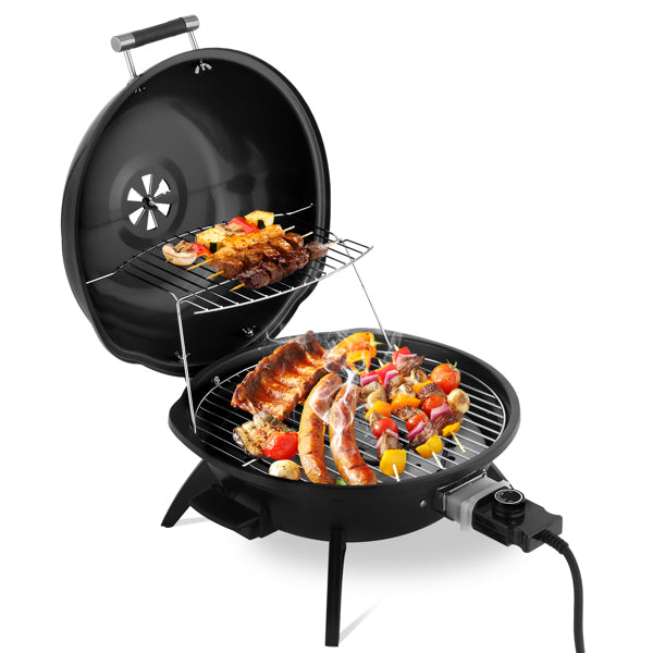 Electric Countertop BBQ Grill 1600W Portable Indoor Outdoor Grill Black
