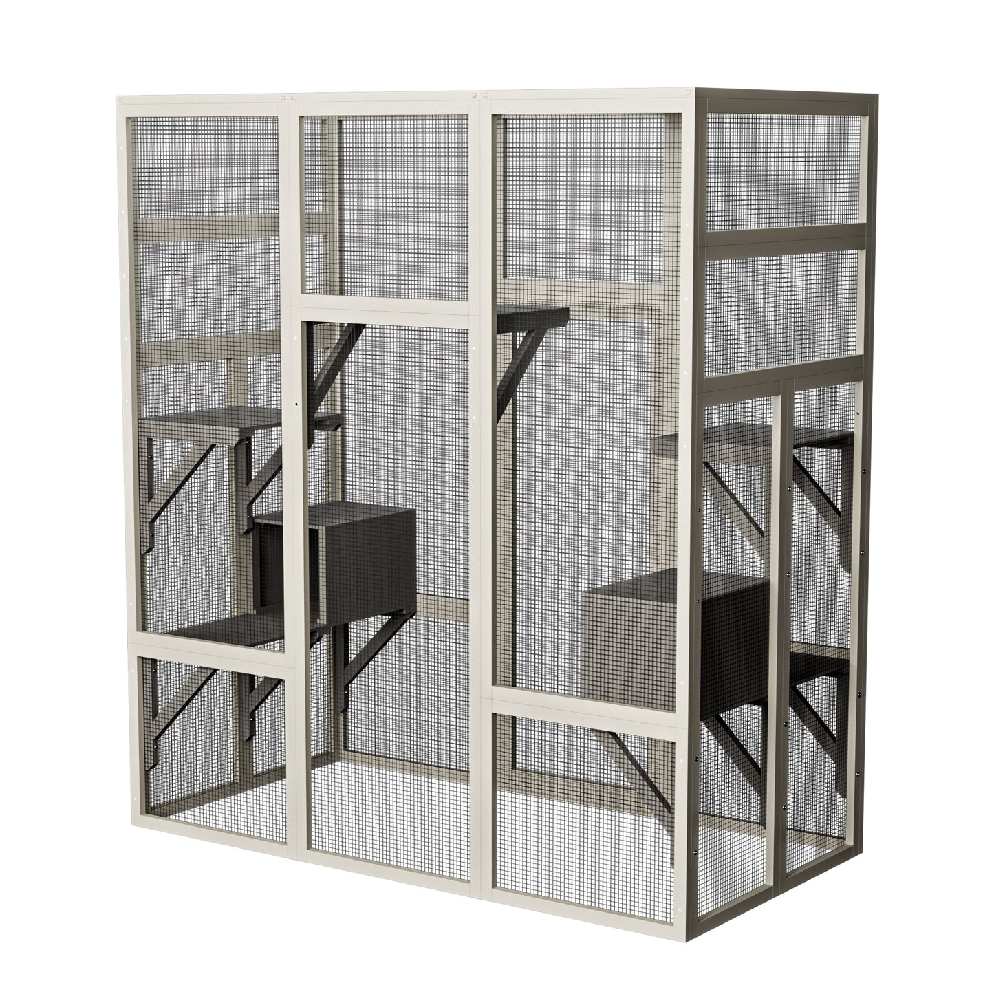Large Outdoor Wooden Cat House with Platforms Waterproof & UV-Resistant