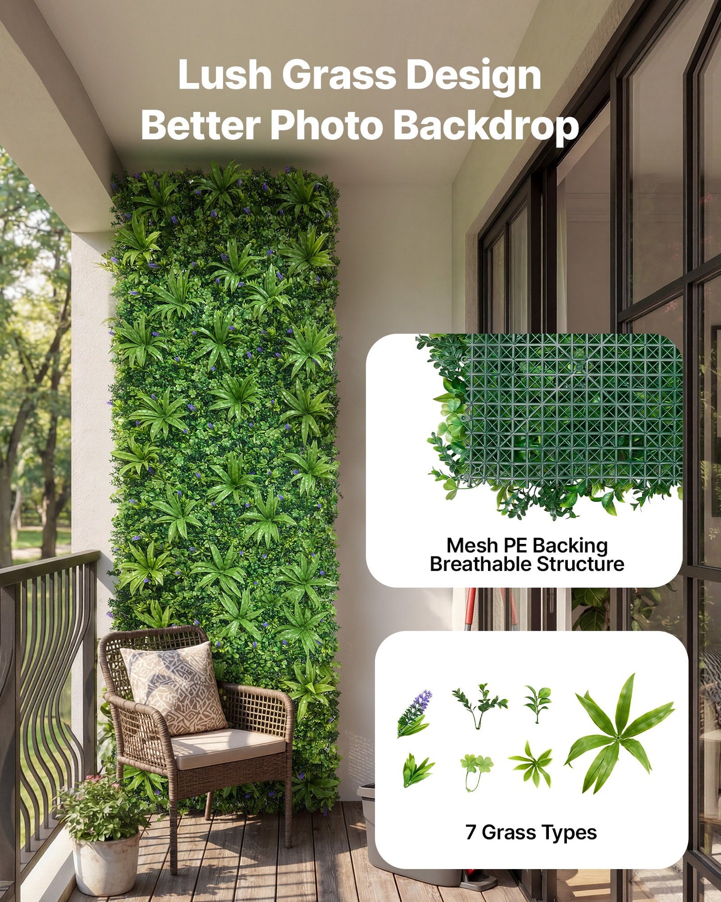 Artificial Greenery Wall Panel 40x120 Inches Privacy Fence Backdrop for Indoor & Outdoor Garden