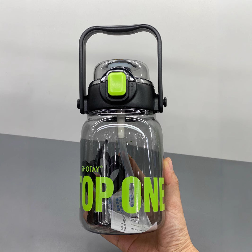 Leak-Proof Drop-Resistant Large Capacity Plastic Water Cup with Straw