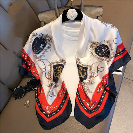 Women's Geometric Square Scarf - Large Polyester Fashion Accessory