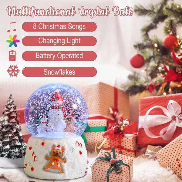 Musical Christmas Snow Globe with Gingerbread Village - 8 Songs