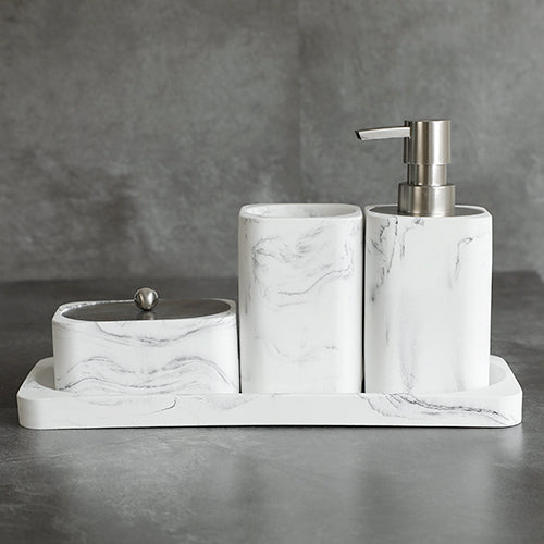 Nordic Style Resin Marble Bathroom 4-Piece Set with Storage Accessories