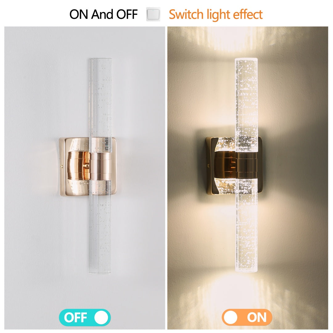 Modern Crystal Wall Sconce - Double Light Fixture for Indoor Use