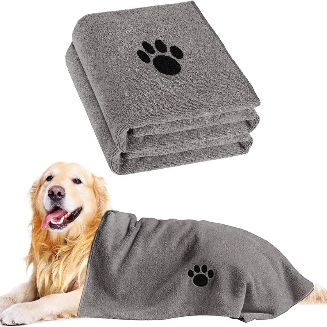 Microfiber Dog Towel Set - Super Absorbent & Soft Pet Towels for Dogs & Cats
