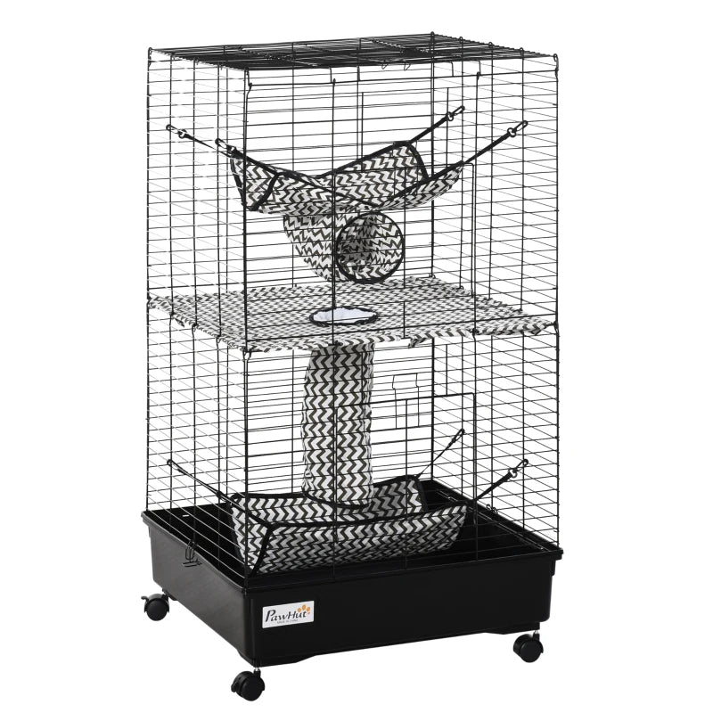 Small Animal Cage with Wheels for Ferrets & Small Pets, Black 635x180x660mm