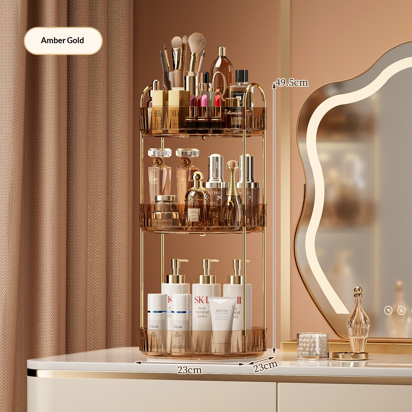 Desktop Vanity Makeup and Skincare Organizer Rack with Multi-Tier Storage