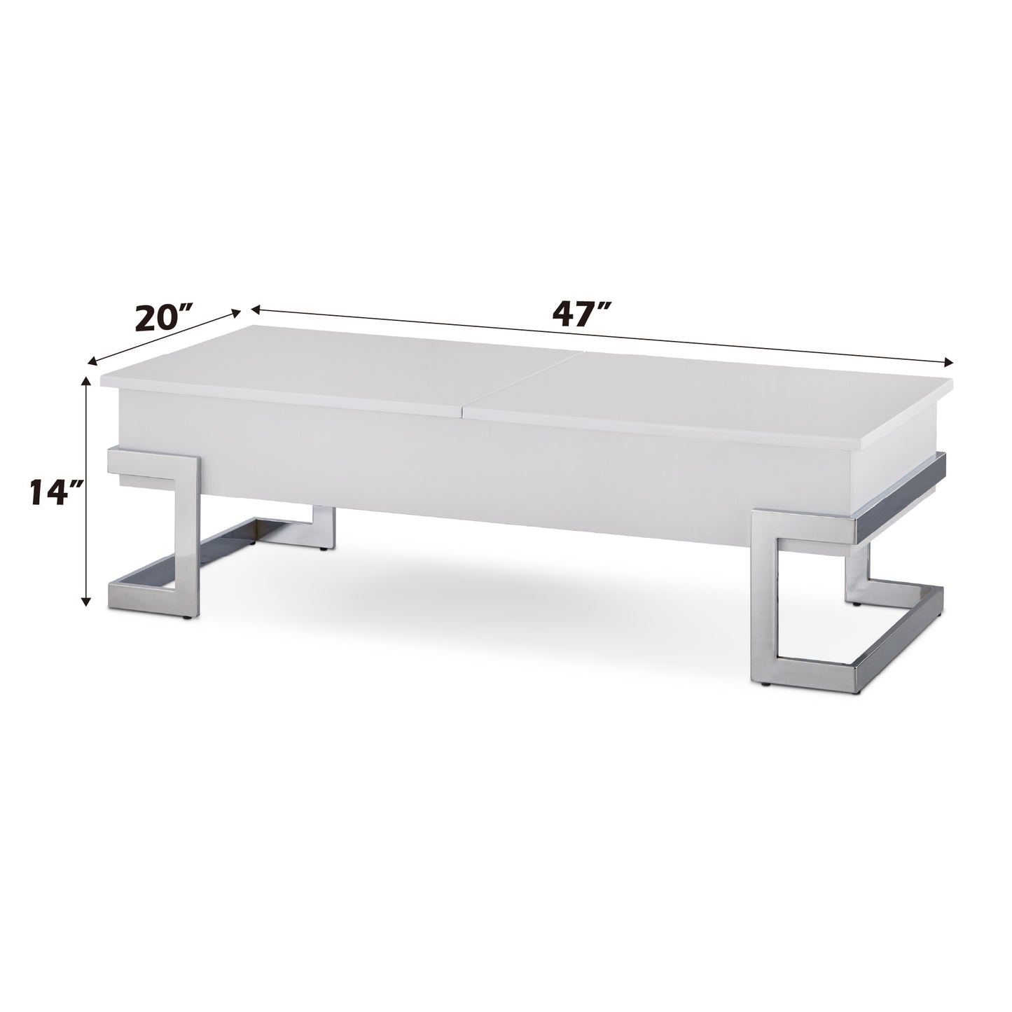 White High Gloss Coffee Table with Lift Top and Chrome Legs