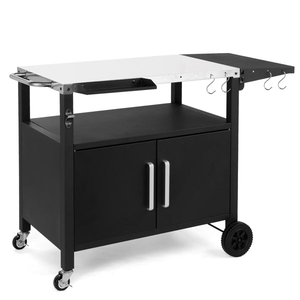 Outdoor Grill Cart with Storage and Wheels - Movable Kitchen Island for BBQ and Patio Dining