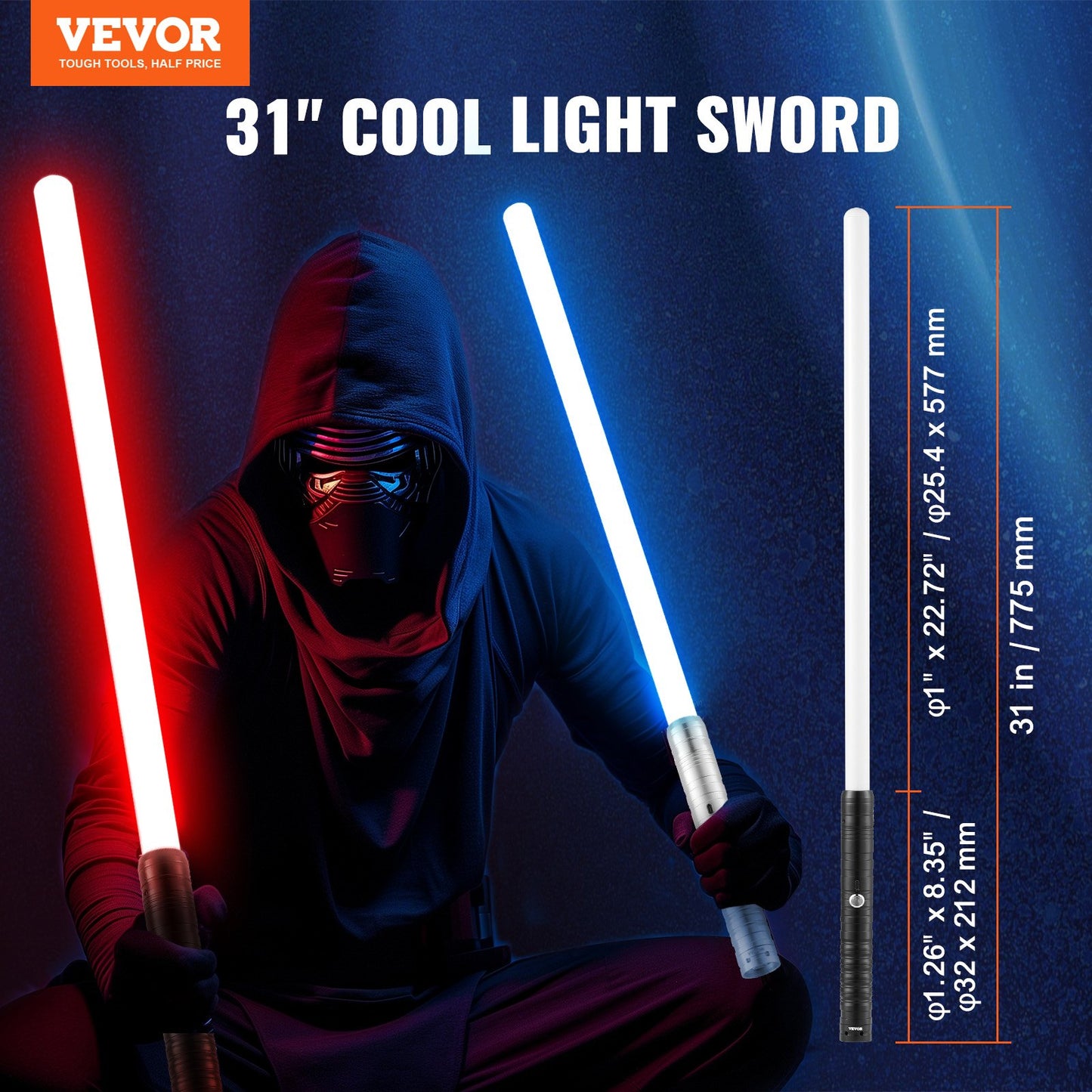 2 Pack Rechargeable LED Light Swords with RGB Colors for Kids & Parties