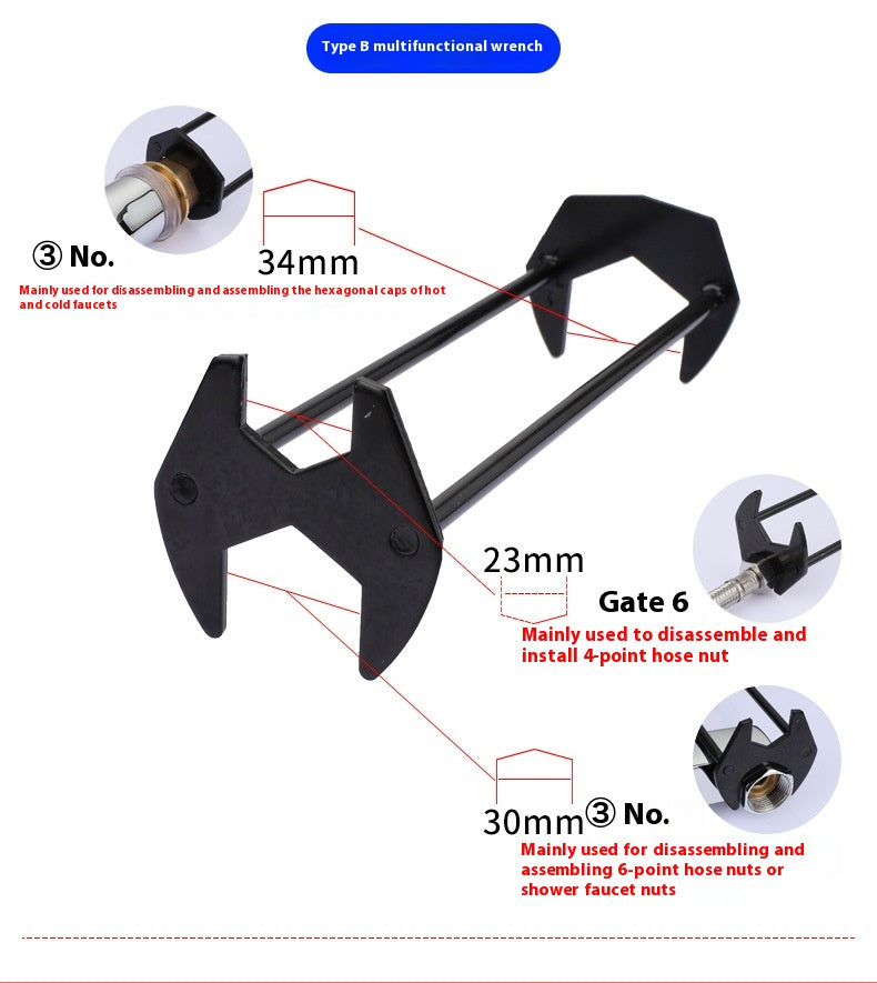 Multifunctional Kitchen and Bathroom Wrench - Sink Faucet Nut Tool Set