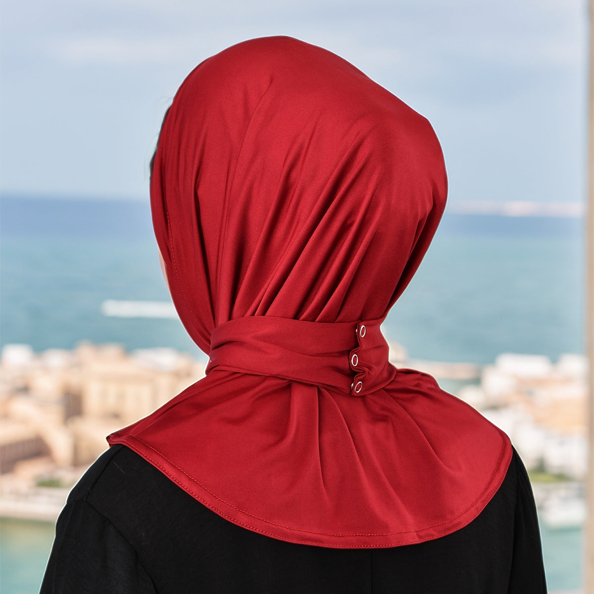 Women's Linen Headscarf with Chin Closure