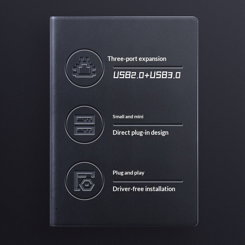 USB Expander for Laptop - Compact 3-Port USB 3.0 Hub, Black
