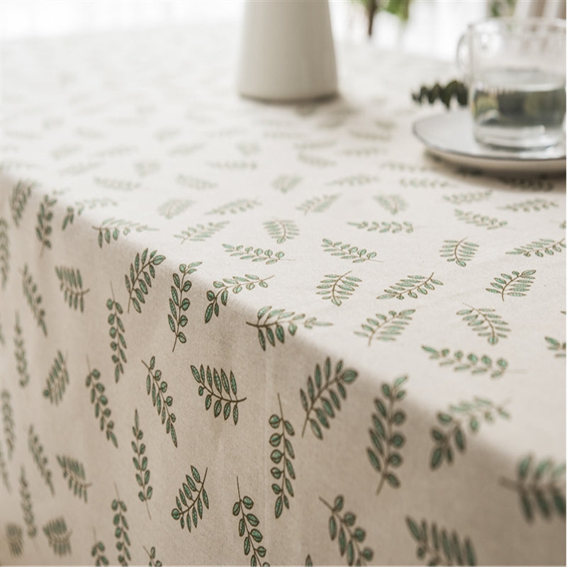 Cotton Linen Cloth Art Desk Cover - Rustic Pastoral Leaves, Multiple Sizes