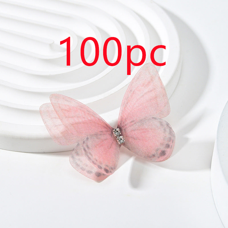Double Layer Mesh Butterfly Jewelry Headdress with Floral Print - DIY Handmade