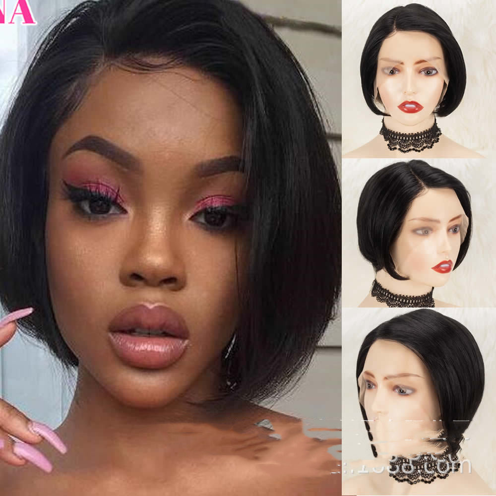 Pixie Cut Human Hair Front Lace Wig - Short Curly