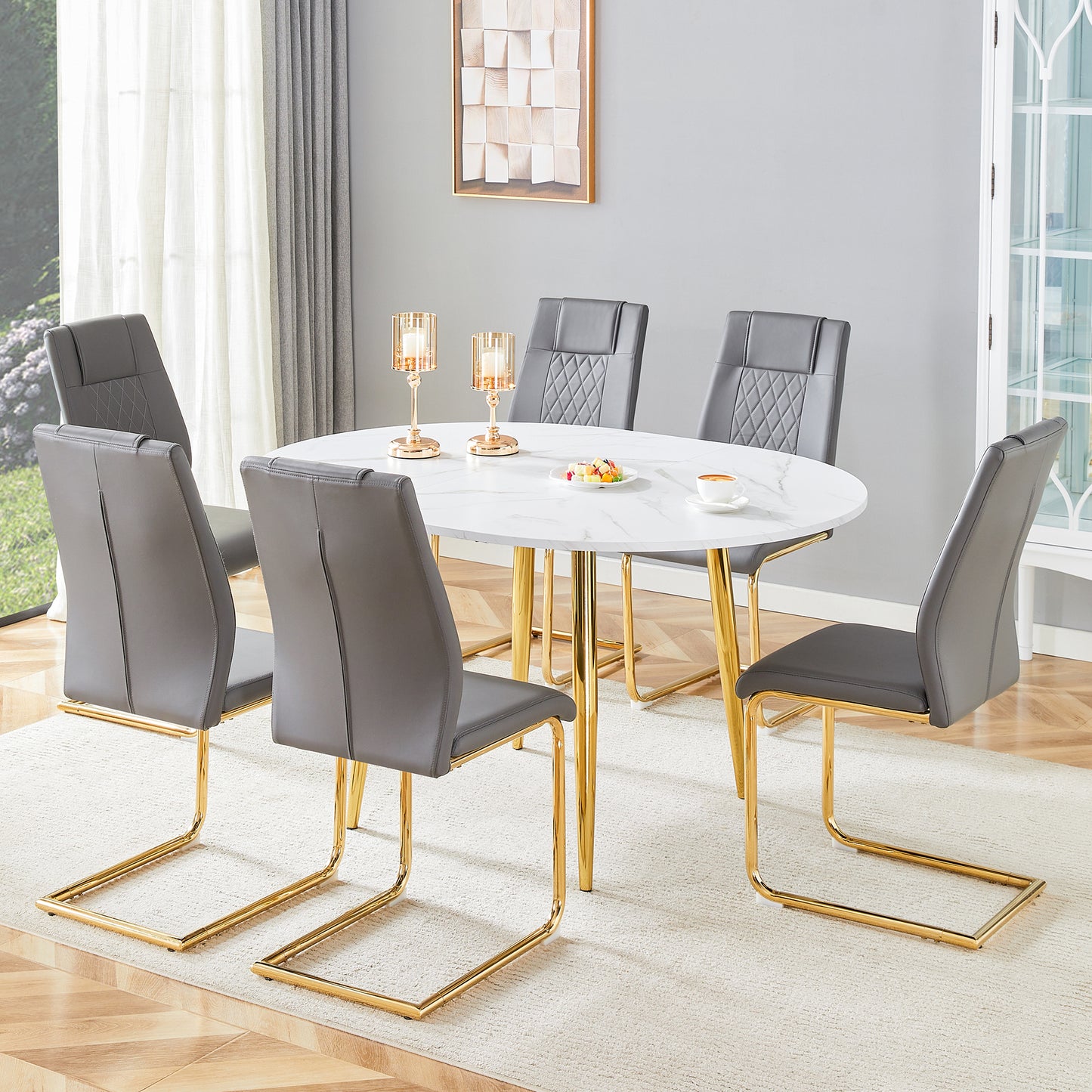 Table And Chair Set.Extendable MDF Dining Table.The Pull-out Is Ideal