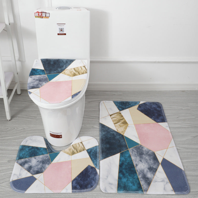 Underwater World 3D Printed Toilet Floor Mat Set - Bathroom Decor & Non-Slip Rug