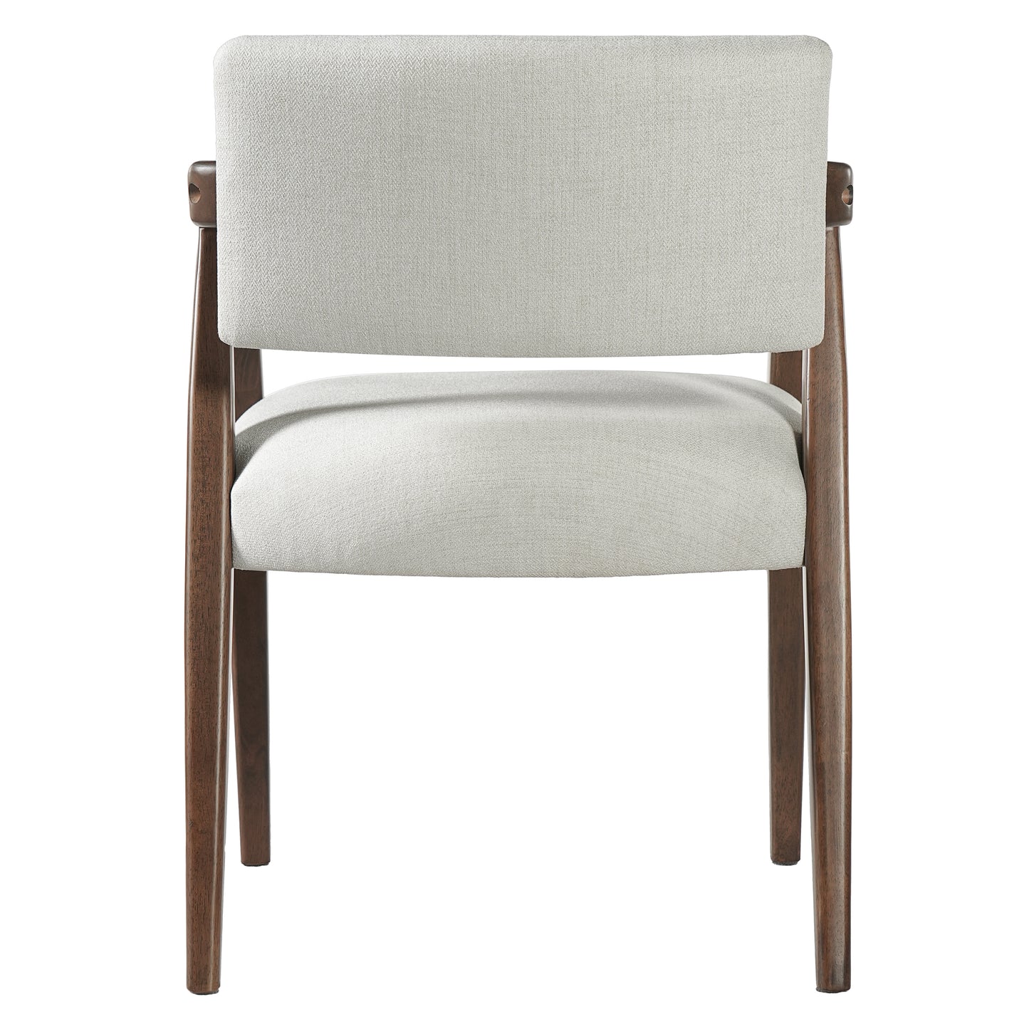 Mid-Century Upholstered Dining Armchair Set - Beige & Brown